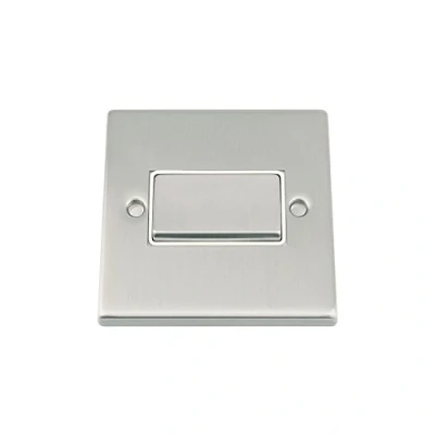 Image of Fan Isolator 3 Pole Switch Satin Matt Chrome Square White Insert Metal Rocker
