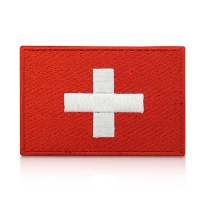 Image of Finally Home Patch with Hook and Loop Switzerland Flag 7.6 x 5.0 cm Swiss Patches, Patch, Outdoor Backpacker Patches