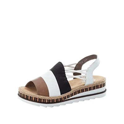 Image of Rieker Women&#039;s V79S1 Sandal, Beige Combi, 6.5 UK