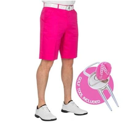 Image of Royal &amp; Awesome Pink Men&#039;s Golf Shorts, Mens Tailored Shorts For Golf, Chino Men, Smart
