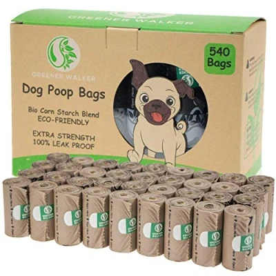 Image of GREENER WALKER Poo Bags for Dog Waste, 540 Poop Bags,Extra Thick Strong 100% Leak Proof Biodegradable (Brown)