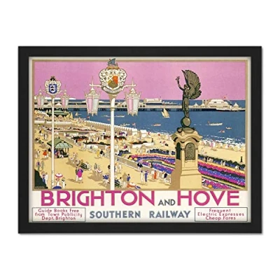 Image of Wee Blue Coo Brighton Hove Sussex Beach Resort Travel Artwork Framed Wall Art Print 18X24 Inch