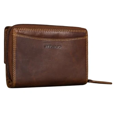 Image of STILORD &#039;Jade&#039; Womens Leather Purse Large RFID Wallet for Women Genuine Coin Pouch Trifold with Card Slots Zip Real Vintage, Colour:Salerno Brown