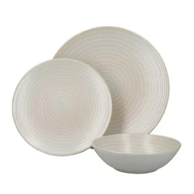 Image of Mikasa White Swirl 12 Piece Stoneware Dinnerware Set