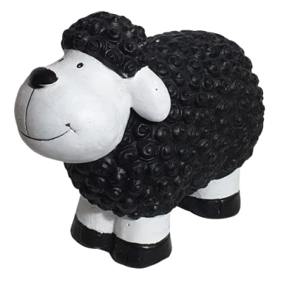 Image of Bambelaa! Sheep decorative figure garden large for indoor and outdoor use approx. 31 x 13 23 cm black white