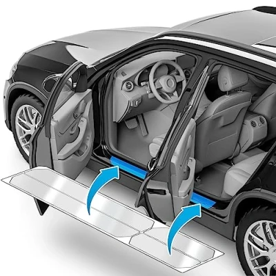 Image of uProtect Car Door Sill Protectors for Skoda Kamiq NW4 I 2019 2024 Paint Protection Film Kick Plates Panel Covers Clear Transparent