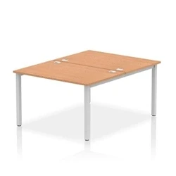 Image of Impulse Bench B2B 2 Person 1200 Silver Frame Office Desk Oak