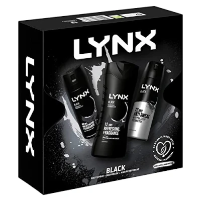 Image of LYNX Black Trio Gift Set For Men Bodyspray, Bodywash &amp; APA Deo Him, 30.0 milliliters, 3.0 count
