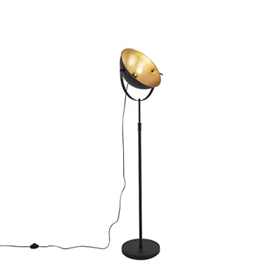 Image of Qazqa Floor lamp Black with Gold 35 cm Adjustable Magnax Industrial Suitable for LED E27 1 Light Steel Living Room I Bedroom