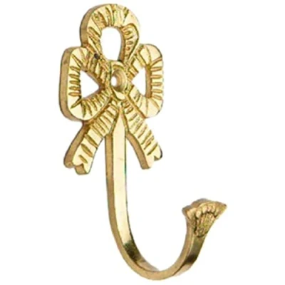 Image of Merriway® BH01625 (2 Pcs) Bow Curtain Drapery Hold Back Tie Hooks, 75mm (3 inch) Brass Pack of 2 Pieces