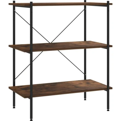 Image of vidaXL 3 Tier Shelving Unit Black and Dark Wood 80x40x92 cm