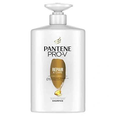 Image of Pantene Pro V XXL &amp; Care Shampoo for Damaged Hair, 1 Litre, Pump Dispenser, Hair Dry Ladies, Shine, Dispenser