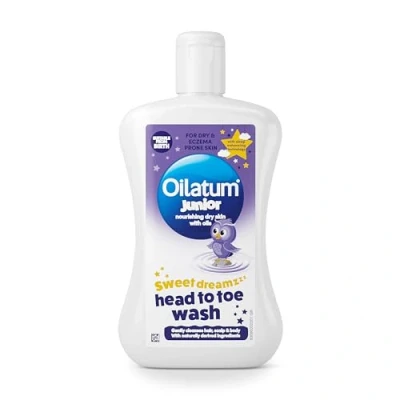 Image of Oilatum Junior Sweet Dreamz Head to Toe Wash, for Dry, Sensitive and Eczema Prone Skin, Soothing Hydrating Cleanser Kids, Dermatologist Recommended Itchy Irritated 1 x 300ml