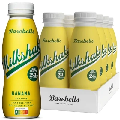 Image of Barebells Creamy Protein Shake Low Sugar, 24 g per Bottle, Lactose Free Banana Milkshake, 8 x 330 ml