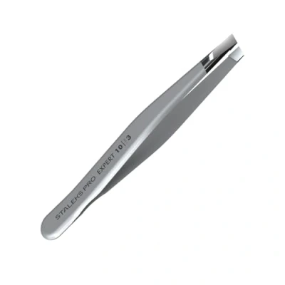 Image of STALEKS PRO Tweezers Surgical Stainless Steel Slant Tip For Experts &amp; Professionals Eyebrow, Lash, Hair Removal