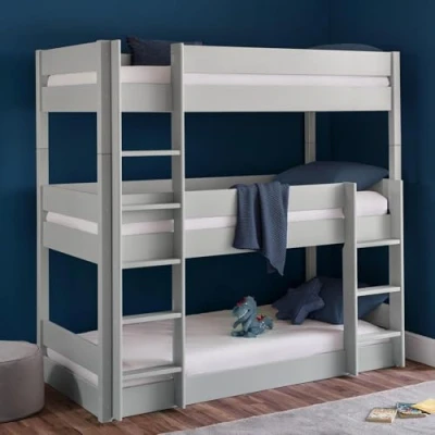 Image of Julian Bowen Dove Grey Wood Trio Bunk Bed, Single