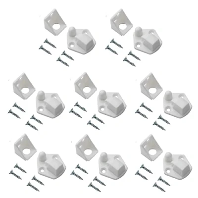 Image of TERF® Peglock Style Cupboard Cabinet Door Catch White Nylon Spring Latch including Fixing Screw for Kitchen Bathroom Cupboards Wardrobes Drawer Pack of 8