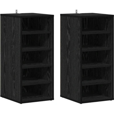 Image of vidaXL Shoe Cabinet 2 Pack Black Oak 32x35x70 cm Made of Engineered Wood