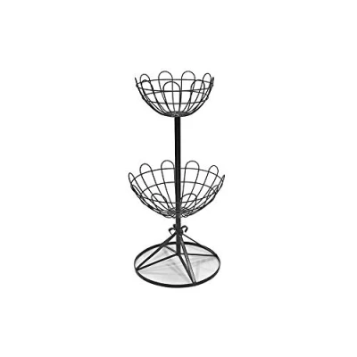 Image of Two Tier Jardiniere Patio Planter Basket Stand Made of plastic coated solid steel Handmade in the UK (12&quot; &amp; 16&quot; Stand)