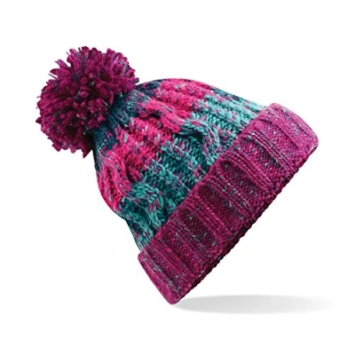 Image of Beechfield B486 Corkscrew Pom Beanie Stylish Winter Hat Berries