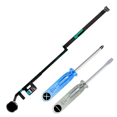 Image of MMOBIEL Home Button Compatible with iPad 7 / 8 Flex Cable Connector Replacement Incl. Screwdrivers Black