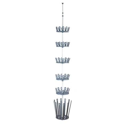 Image of WENKO 6200090100 Telescopic shoe rack Achilles for 30 pairs of shoes and 6 boots, Powder coated metal, x 100 300 cm, White