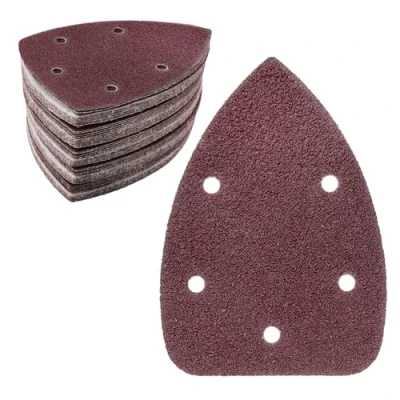 Image of Pack of 50 Sandpaper Triangle Sanders, 5 Hole Sanding Pads Velcro Delta Sanders Sheets for 140 x 100 mm