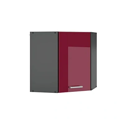 Image of Vicco Corner wall cabinet Raul, Bordeaux High Gloss/Anthracite, 57 cm