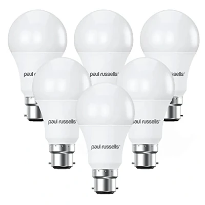 Image of paul russells LED GLS Dimmable Bayonet Light Bulbs, 14W 1521Lumens B22 A70 100w Equivalent, 6500K Daylight, Dimmer Standard BC Energy Saving Ceiling Light, Pack of 6