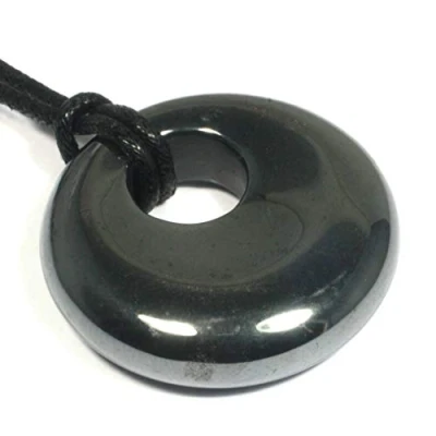 Image of CrystalAge Aries Birthstone Necklace Hematite Donut