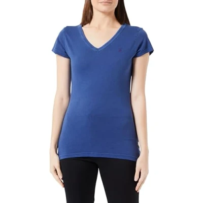 Image of G STAR RAW Women&#039;s Eyben Slim V Neck Top Tops, blue (ballpen gd D21314 B059 D066), S