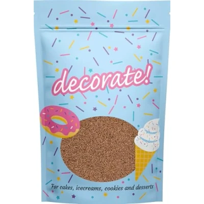 Image of decorate! Matt Strands Light Chocolate Flavoured Cake Topper Sprinkles 500g Edible Vermicelli Cupcake Decorations Ideal for Ice Cream, Cakes, Bakes &amp; Doughnuts
