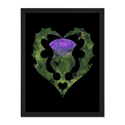 Image of Wee Blue Coo Thistle Scottish Scotland Flower Abstract Picture Art Large Framed Print Poster Wall Decor 18x24 inch