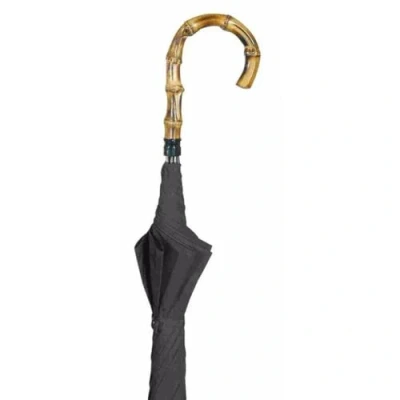 Image of Bamboo Walking Stick Umbrella Gents Black 4719