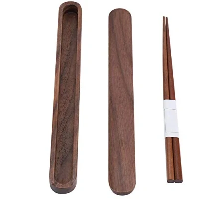 Image of TOPINCN 1 Pair Chopsticks with Storage Case Box Wooden Food Grade Portable Reusable Tableware Set Kit Home School Travel Camping Picnic Office