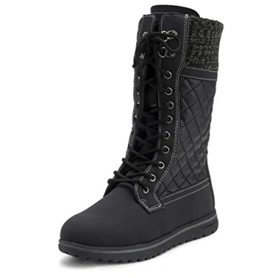 Image of Polar Boot Womens Tall Durable Faux Fur Winter Rain Snow Waterproof Outdoor Calf Boots 5 BLK38 AYC0533
