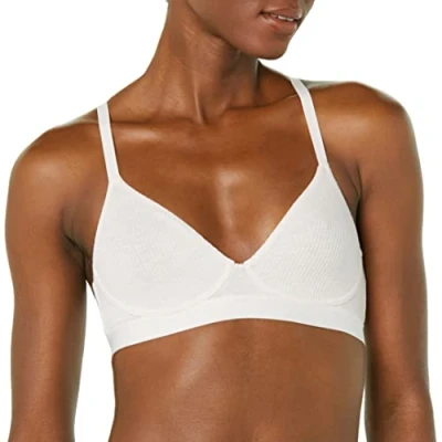 Image of Amazon Essentials Women&#039;s Ribbed Unlined Bralette, Pale Pink, 14