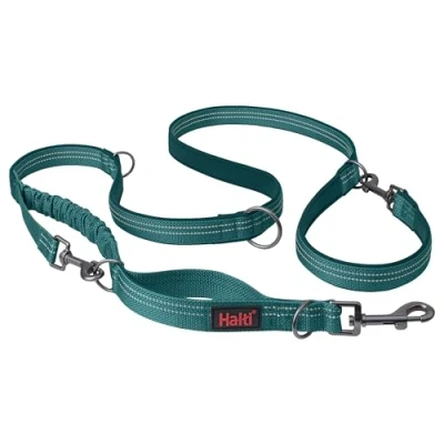 Image of HALTI Anatomy Multifunctional Dog Lead Shock Absorbing Double Ended Lead, Ideal for Walking &amp; Training. Comfortable to Hold, Reflective Lightweight. Suitable Puppies (Size Small, Teal)