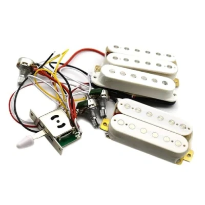 Image of Electric Guitar Single Coil Pickup Set HSH Humbucker Pickguard Loaded Pre Wired Pickups For FD ST Guitar(White)
