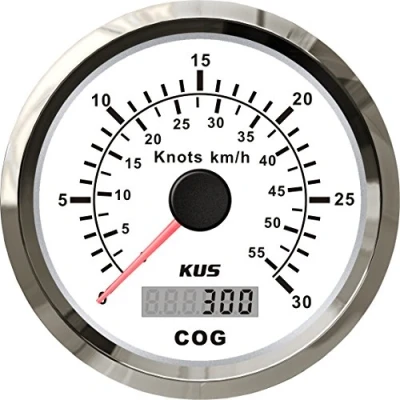 Image of KUS GPS Speedometer Odometer Gauge 30Knots 55KM/H For Boat Yachts 85mm With Backlight (White)