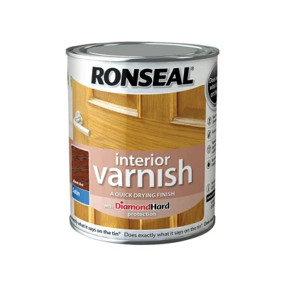 Image of Ronseal Interior Varnish Dark Oak Satin 750ml