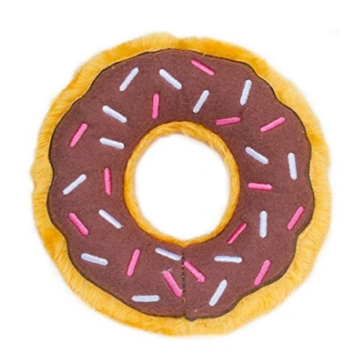 Image of ZippyPaws Original Donutz No Stuffing Squeaky Plush Dog Toy Chocolate