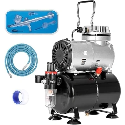 Image of VIVOHOME Airbrush Compressor Kit Professional Airbrushing Paint System with 1/5 HP Air and 1 for Tattoo Makeup Shoes Cake Decoration