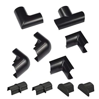 Image of D Line Mini Cable Trunking Clip Over Accessory Multipack Join Multiple Lengths of 30x15mm Cover 10 Piece Electrical Black (Black)
