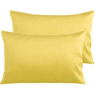 Image of NTBAY 2 Pack 500 Thread Count 100% Egyptian Cotton Pillow Cases, Super Soft Cozy and Breathable Envelope Closure Standard Pillowcases, 50x75 cm, Yellow
