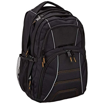 Image of Amazon Basics laptop Computer Backpack with padded shoulder straps and Organizational compartments for pens, keys, cellphone, Fits up to 17 inch/43 cm (Black)