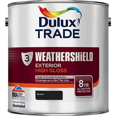 Image of Dulux Trade Weathershield Exterior High Gloss Black 2.5 Litres