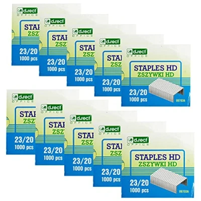 Image of D.RECT Staples 23/20 for Office Staplers Stapler Packaging 10000 Pieces 10 x 1000