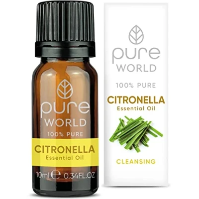 Image of Pure World Citronella Essential Oil 10ML for Bath, Massage, Vaporising Therapeutic Grade 100% &amp; Undiluted