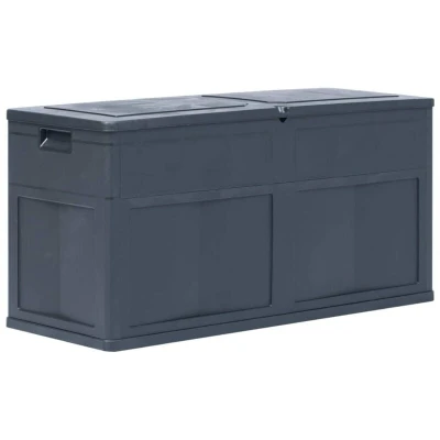 Image of vidaXL Black Garden Storage Box, Weather Resistant Plastic Toolbox, Indoor and Outdoor Use, 320 L Capacity, Easy to Assemble